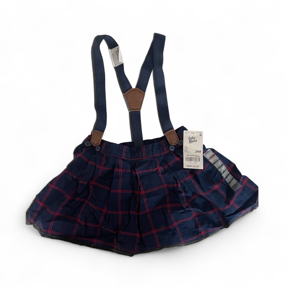 Baby B’gosh Plaid Suspender Skirt In Navy & Red Christmas, Fall, Winter Outer